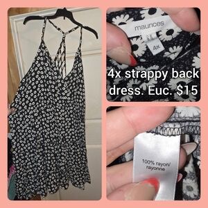 Maurices Black and White Floral Dress with Strappy Back